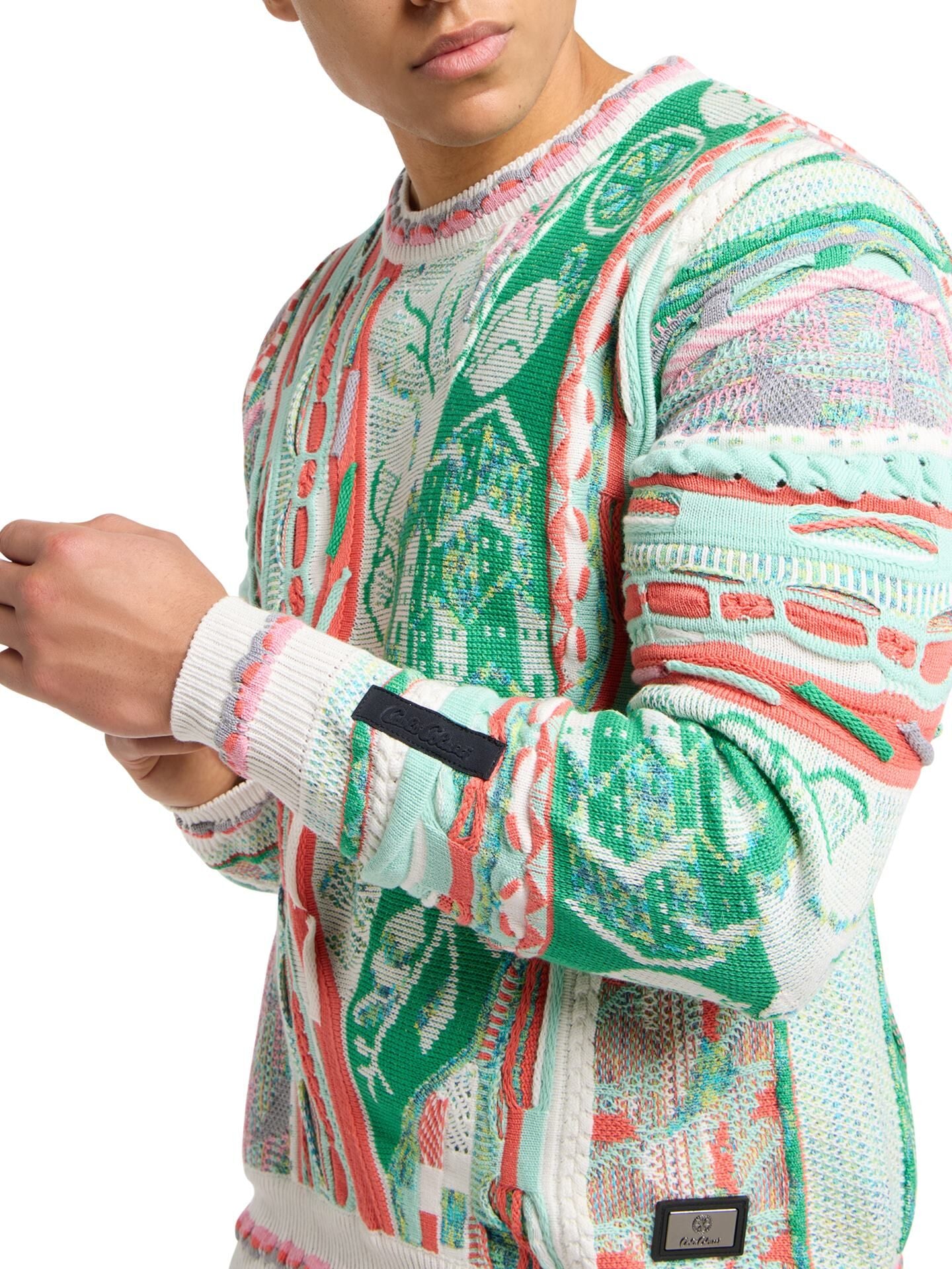 (187) Carlo Colucci 3D Strickpullover Pullover grün bunt C12507 COL 471