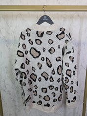 Strickpullover Damen Leo Print Muster Sweatjacke