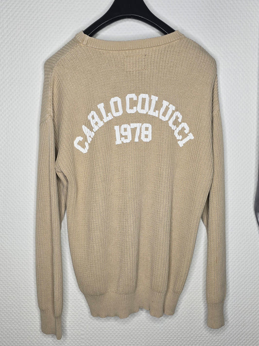 (51) Carlo Colucci Strickpullover beige Aufdruck hinten C5117 Col 56