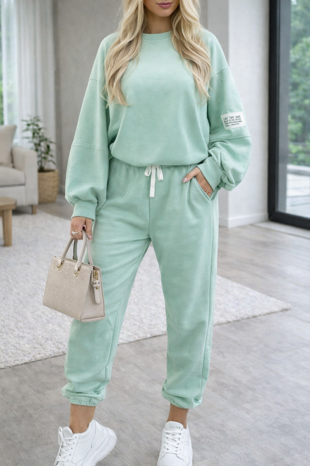 Jogger Set Sweatpulli Hose hellblau, rosa, beige, mintgrün