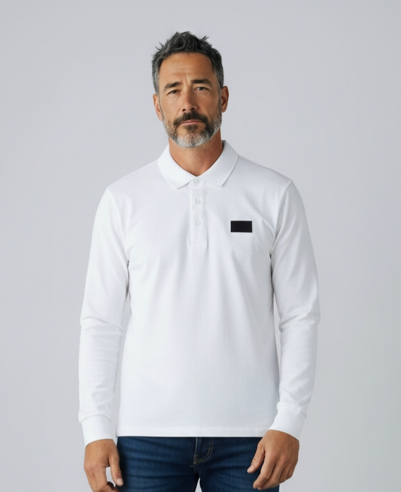 (95) ARMANI EXCHANGE Poloshirt langarm weiß