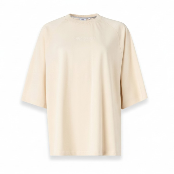 Carlo Colucci Tshirt oversize cremeweiß unisex Gummiprint -40-