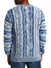 (58) Carlo Colucci 3D Strickpullover Pullover hellblau beige C11703 COL 151