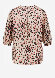 (U12) Ulla Popken Bluse Beige Muster 804252 150