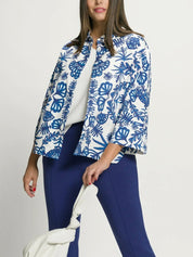 (U31) ULLA POPKEN Bluse weiß blau blumig 809452 200