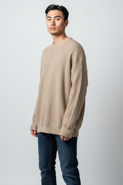 Carlo Colucci Strickpullover beige Rücken Gummiprint (51)