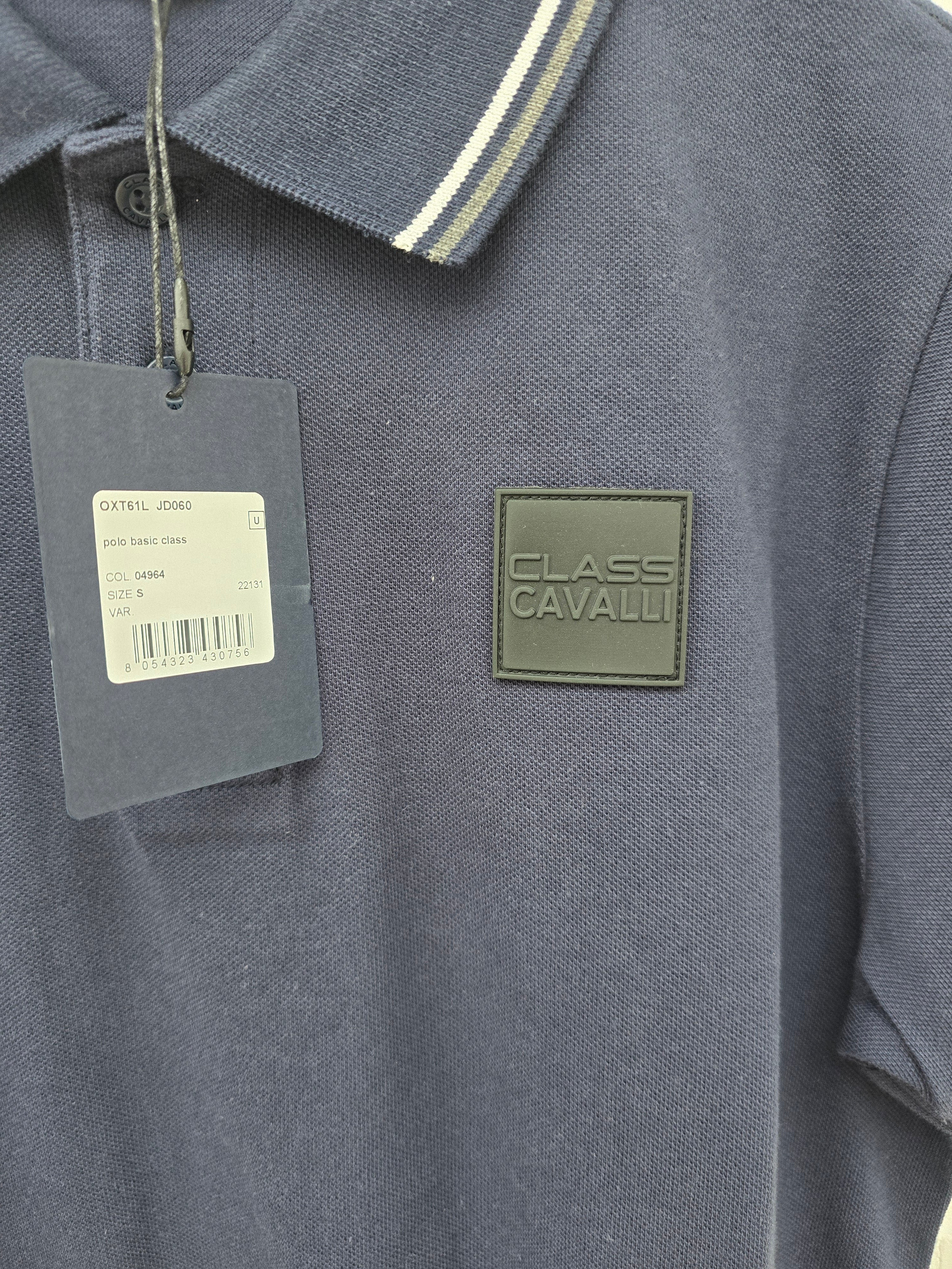 (Stange1) Cavalli Class Poloshirt navyblau Lederemblem