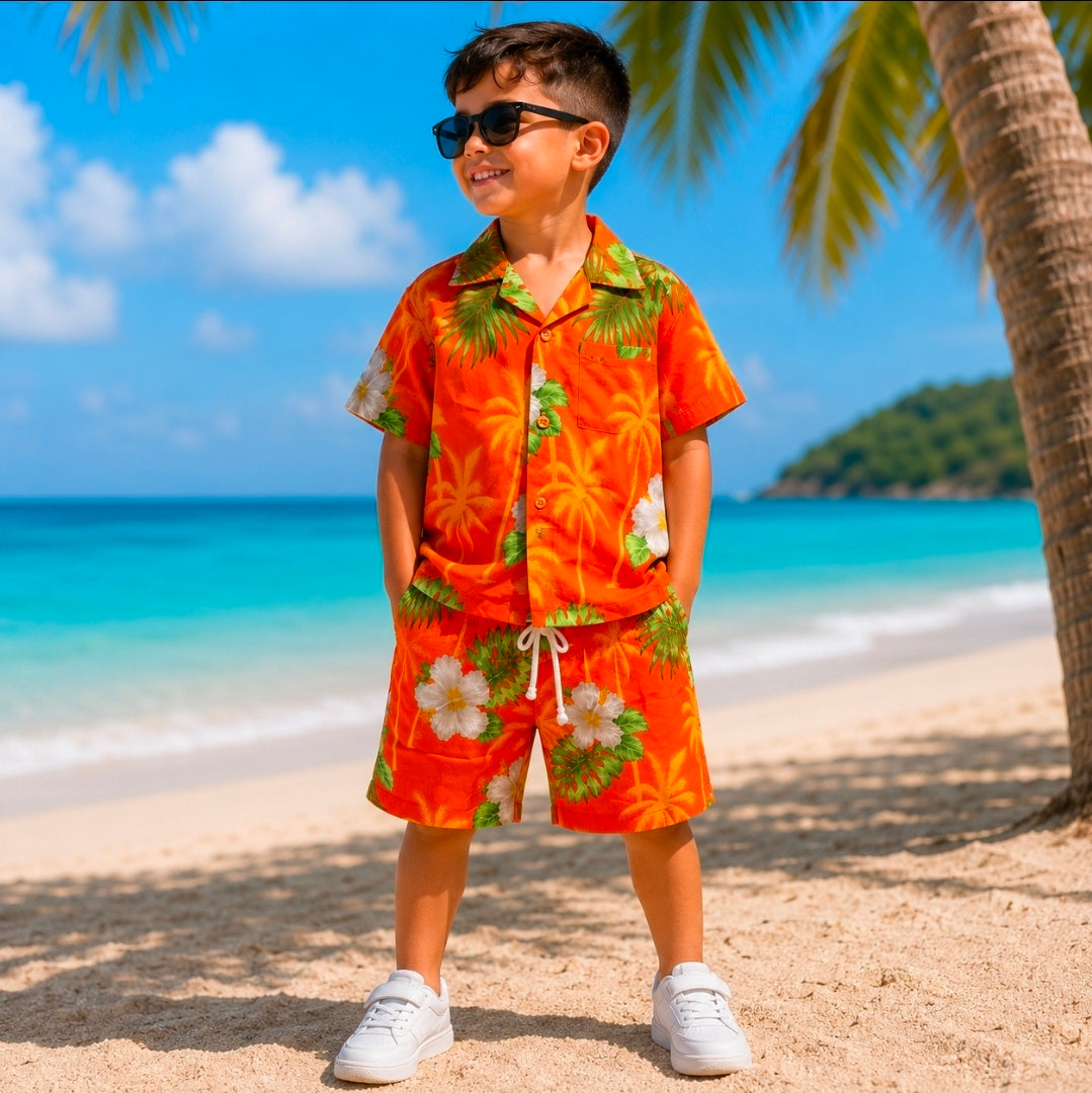Kinder Sommer Set Hawaii bunt 2 teilig Palmen Sommer Strand