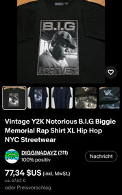 Vintage Brooklyn Mint TM B.I.G Tshirt schwarz 1990s