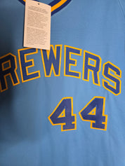 Vintage Mitchell & Ness Brewers 44 Shirt blau NEW With hang tag