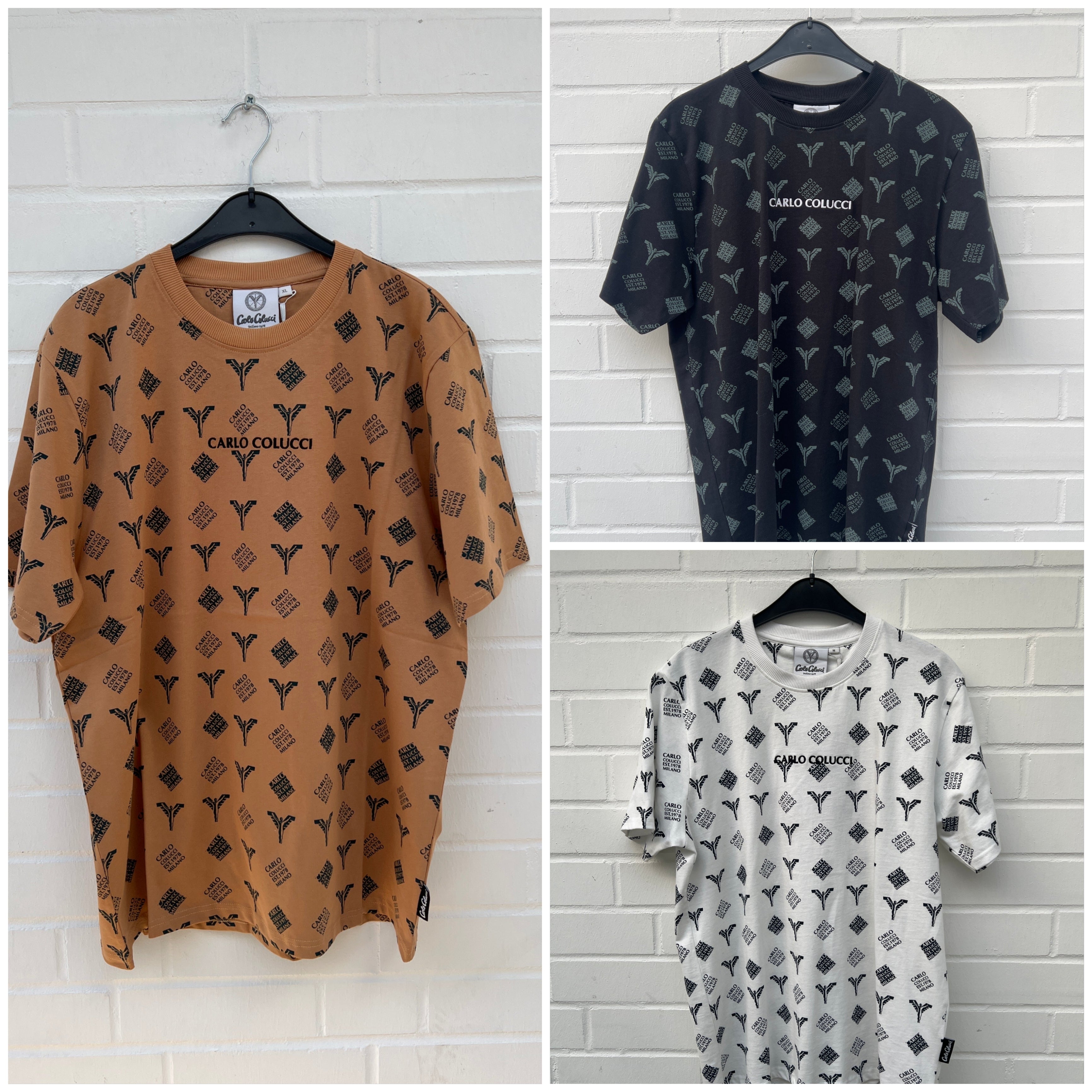 Original UVP 90€ Carlo Colucci Tshirt braun / weiß / schwarz