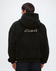 Original Carlo Colucci Teddy Wendejacke  schwarz weiß Jacke Reißverschluss Schrift.