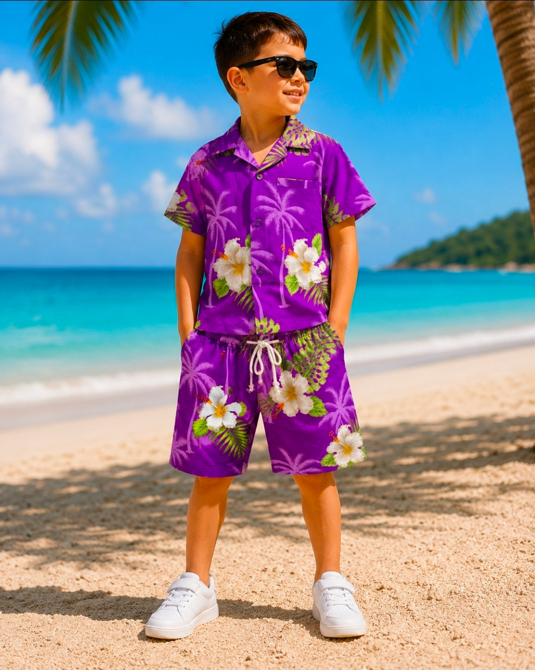 Kinder Sommer Set Hawaii bunt 2 teilig Palmen Sommer Strand