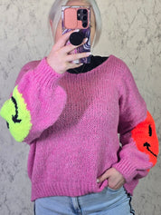 Smiley Pullover pink Kuschelpullover dick