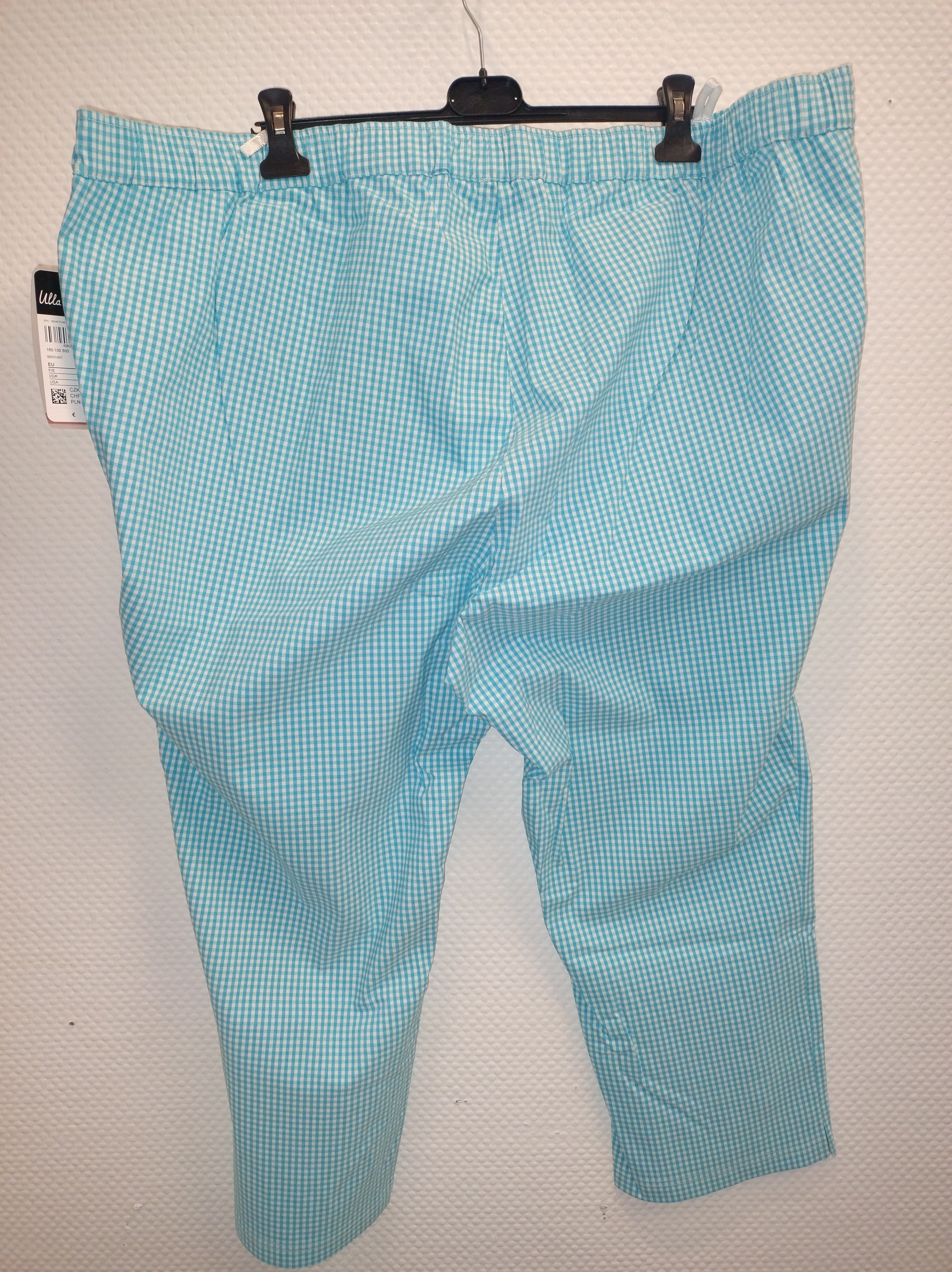 (U6) Ulla Popken Hose kariert blau/weiß 747504 740