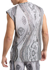 (121) Carlo Colucci Tanktop grau muster