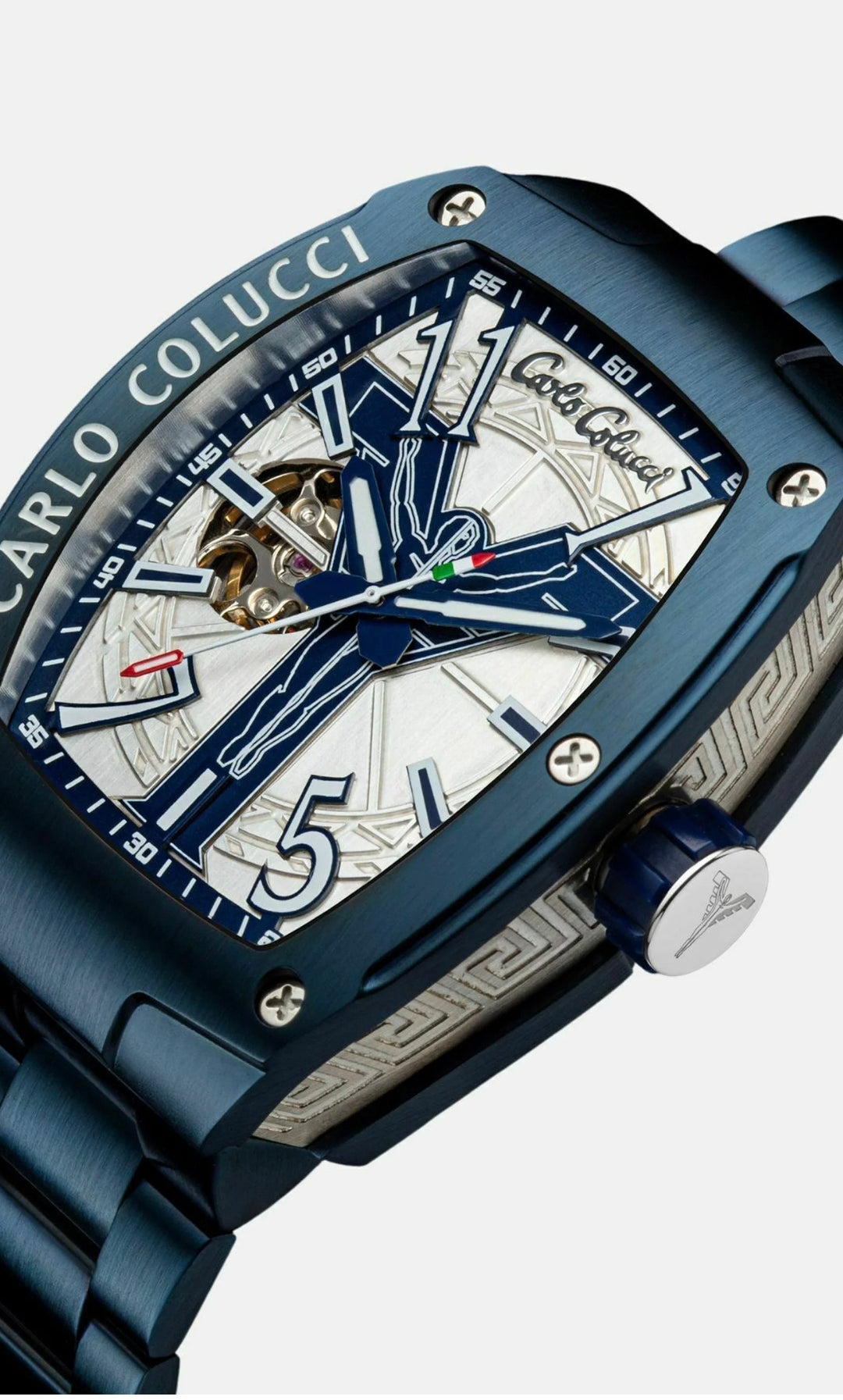 Nr23 Carlo Colucci Armbanduhr navyblau Metallarmband CC101-2 Hersteller Garantie 2 Jahre