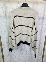 Pullover creme schwarz gestreift