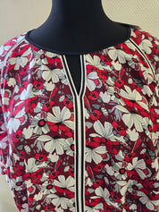 ULLA POPKEN Bluse Langarm Blumen rot weiß 724231 51 (U29)