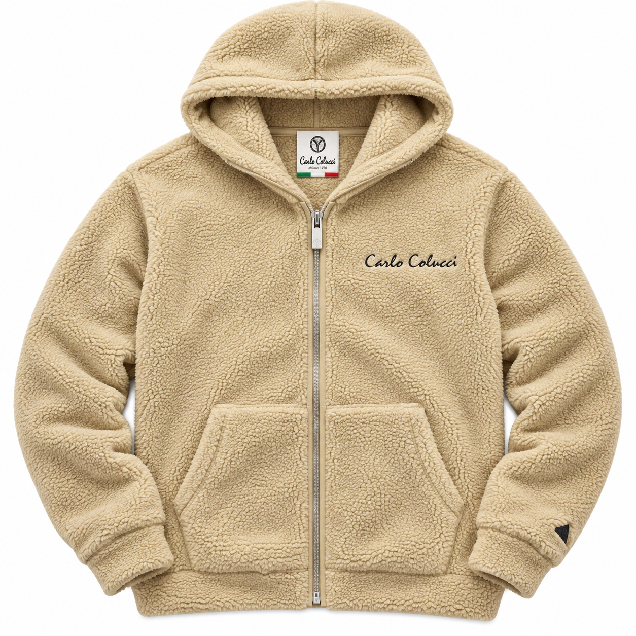 Carlo Colucci Teddyjacke beige schwarz C7729 Col 58 /Col 20