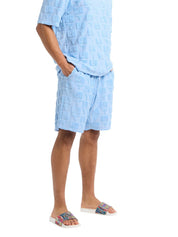 Carlo Colucci Frottee Poloshirt Set hellblau Gr XS