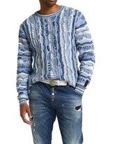 (58) Carlo Colucci 3D Strickpullover Pullover hellblau beige C11703 COL 151