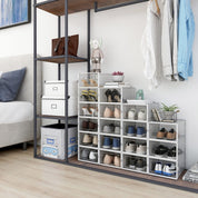 12er Schuhboxen Kunststoff transparent faltbar Set Schuh Organizer Aufbewahrung