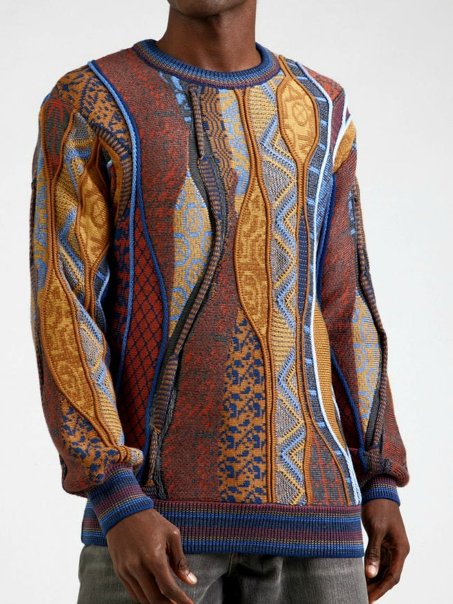 (67) Carlo Colucci 3D Strickpullover Pullover braun blau C13301 COL79