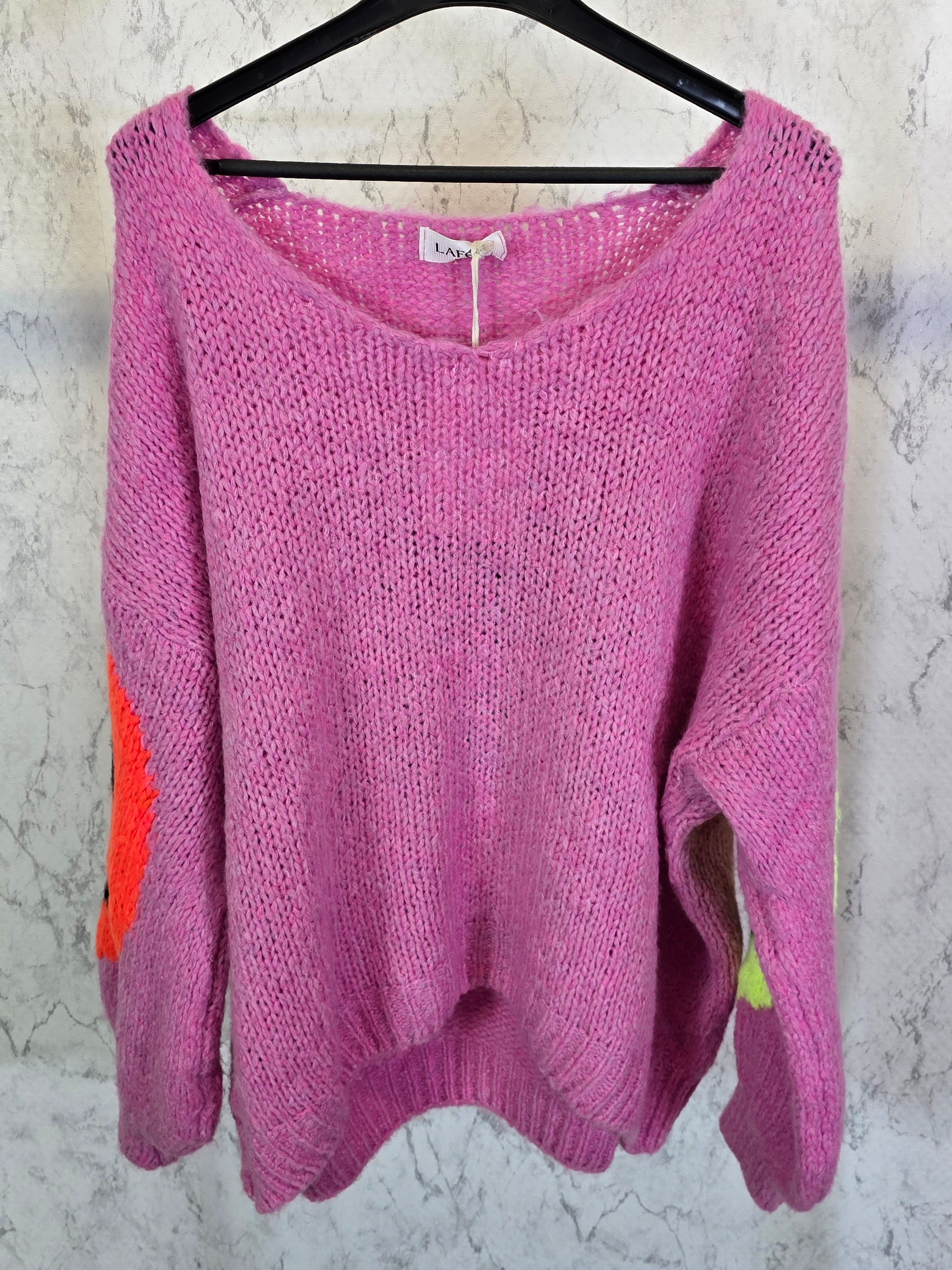 Smiley Pullover pink Kuschelpullover dick