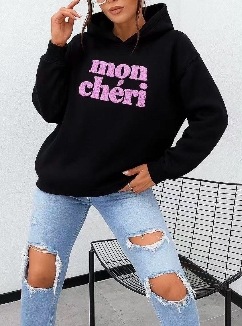Mon Chèri Hoodie Damen innen Fleece braun, creme, weiß, schwarz