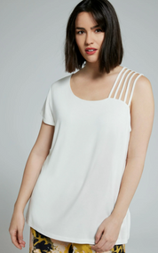 (U33) Ulla Popken T-Shirt weiß asymmetrisch 807006 200