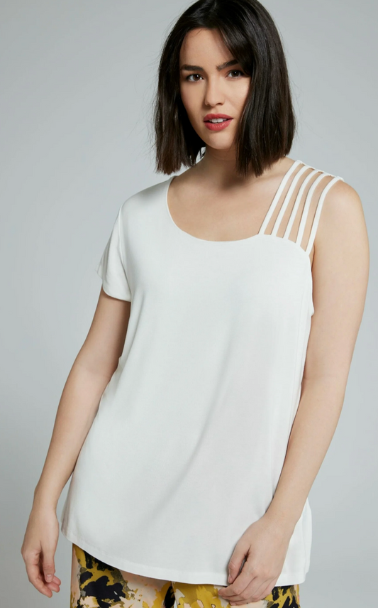 (U33) Ulla Popken T-Shirt weiß asymmetrisch 807006 200