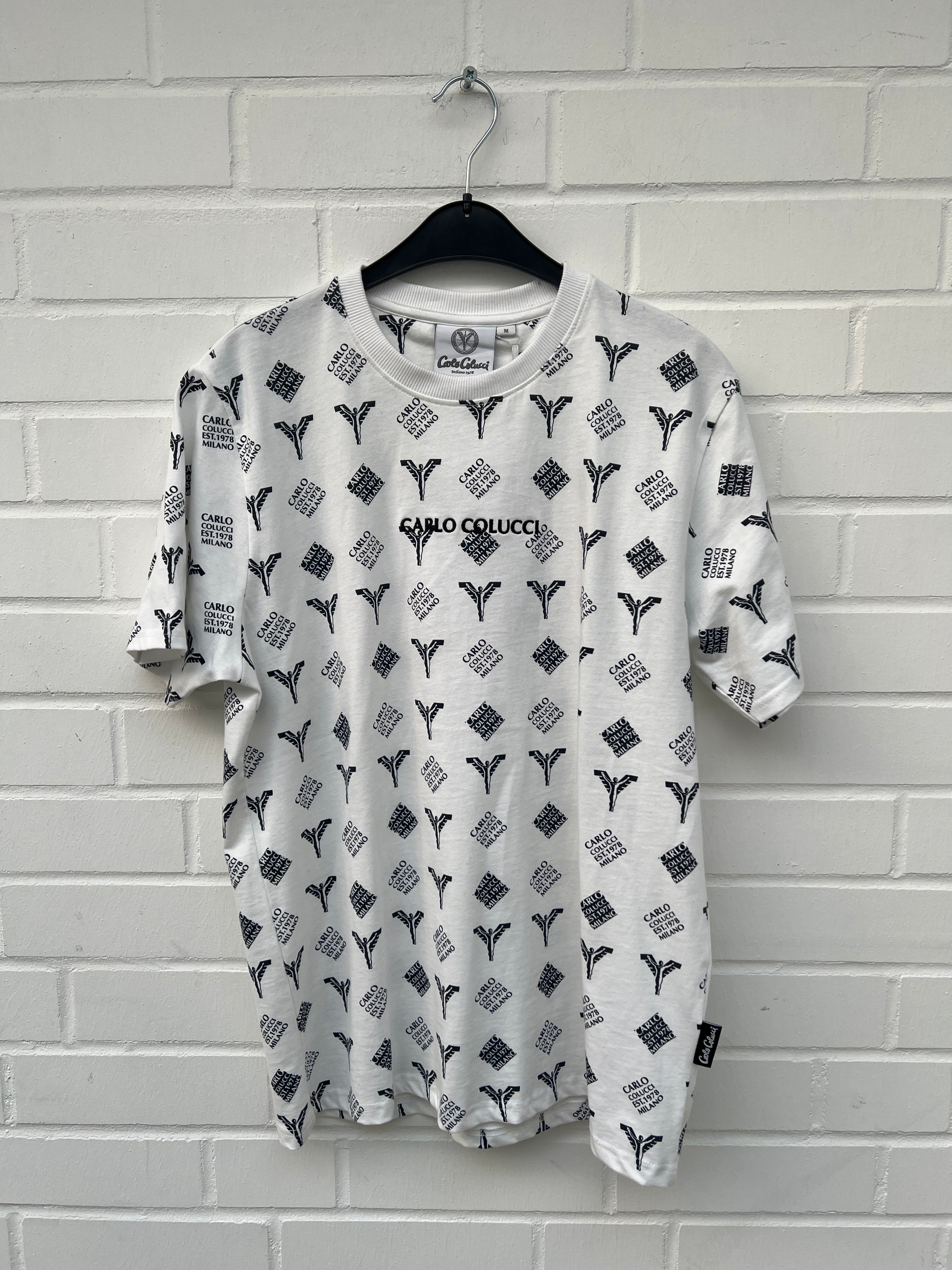 Original UVP 90€ Carlo Colucci Tshirt braun / weiß / schwarz