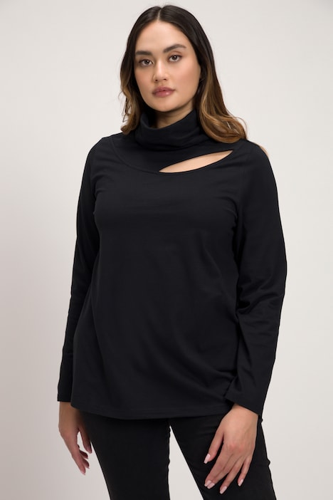 (U28+U10) Ulla Popken Langarmshirt Schwarz 810002 130