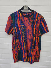 Carlo Colucci Tshirt rot blau muster 3d Optik