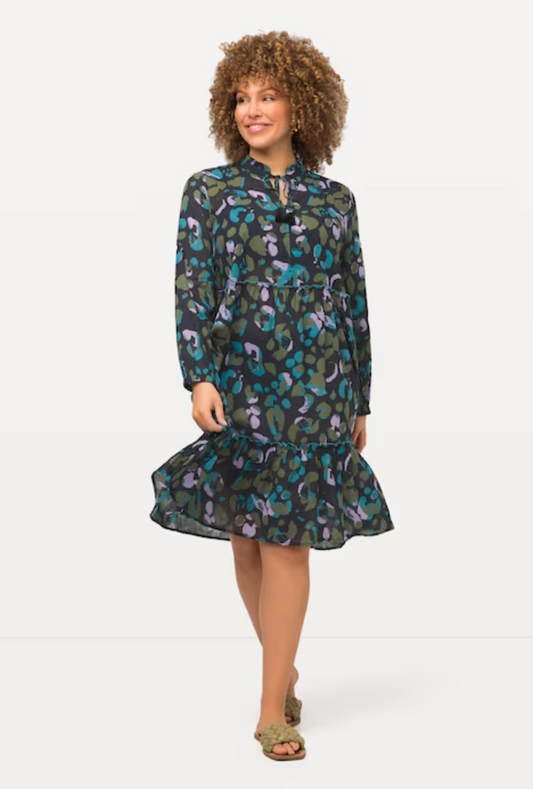 (U25) Ulla Popken Kleid schwarz/grün 807399 100