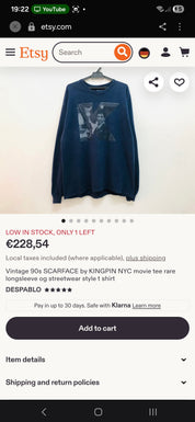 Vintage Scarface Tshirt blau Gr.XL