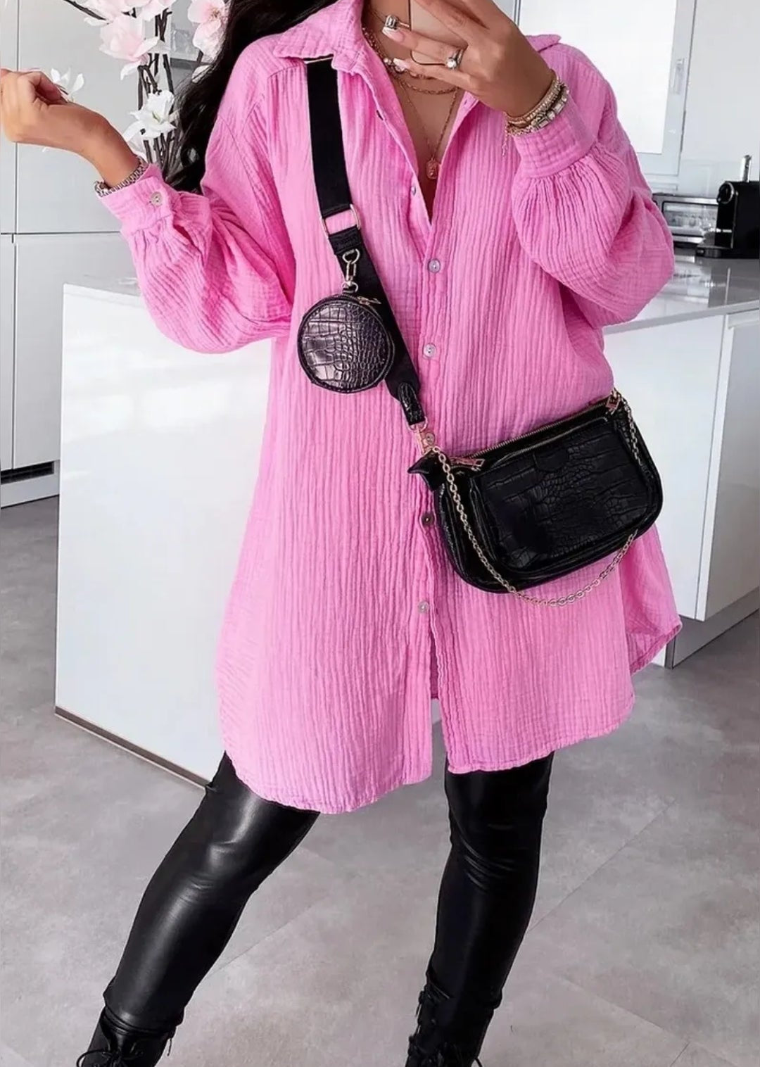 Musselin Hemd Kleid  100% Baumwolle rosa,pink,hellblau