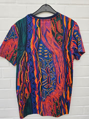 Carlo Colucci Tshirt rot blau muster 3d Optik