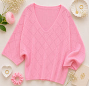 Feinstrick Sommer Pullover leicht locker hellblau,rosa,creme,weiß