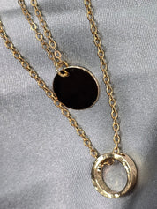 Edelstahl Halskette gold 2er Set Kreis und Ring (25)