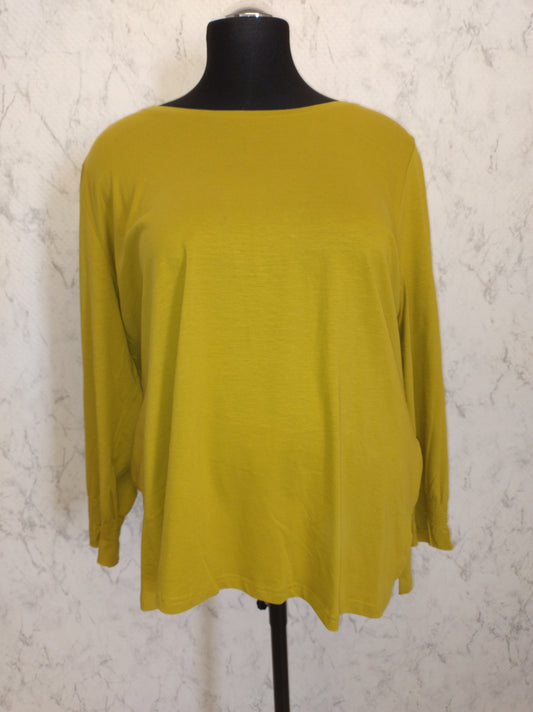(U33) Ulla Popken Langarmshirt Gelb/grün 810019 630