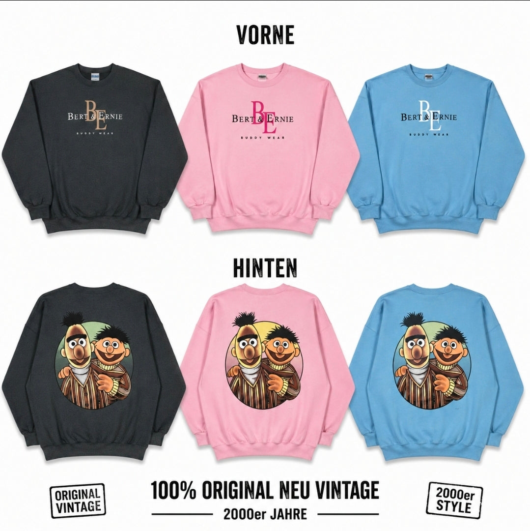 JERZEES NUBLEND 2000er Original Neu Vintage Rosa Ernie und Bert