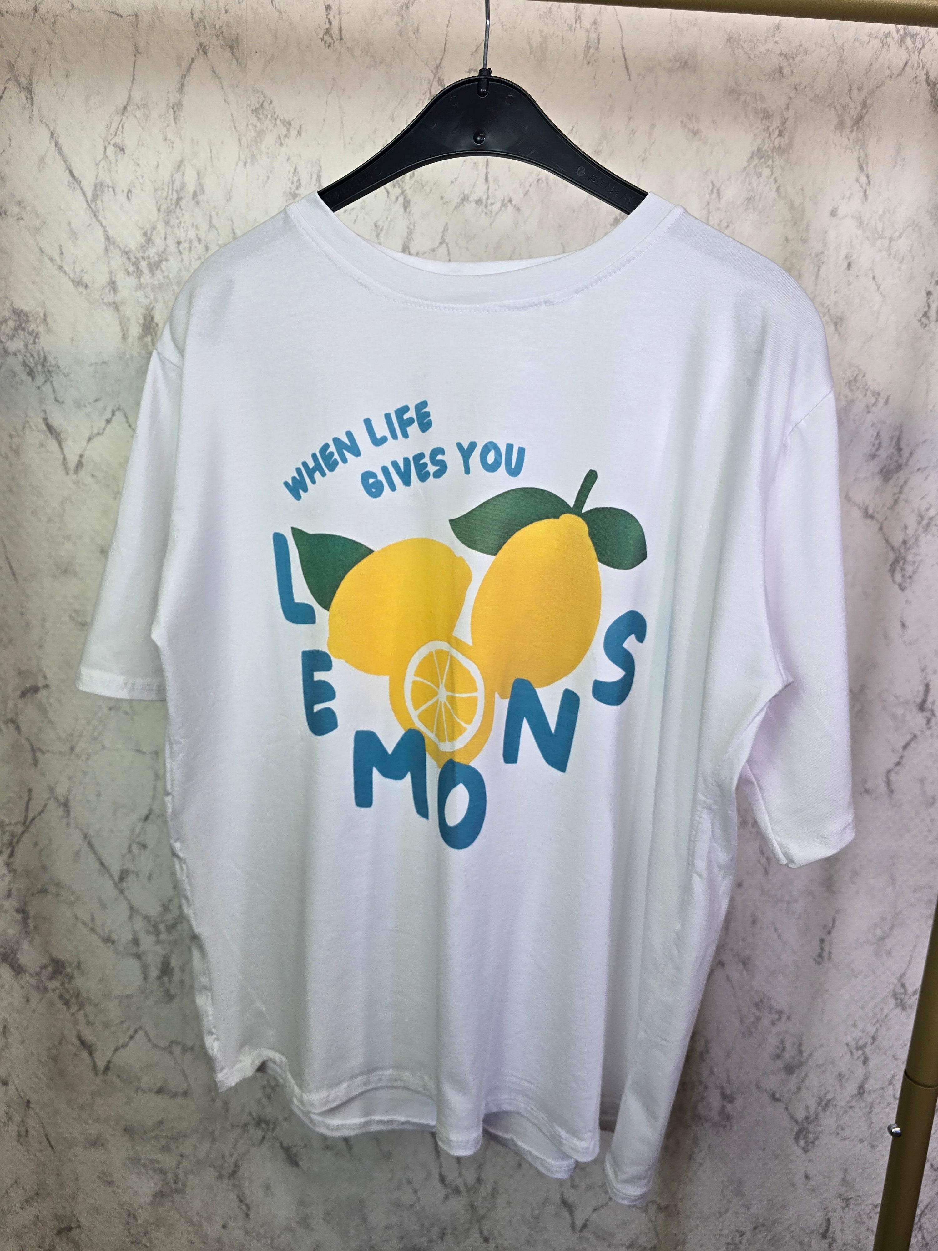 T Shirt Damen weiß Zitronen "When Life gives you lemons"