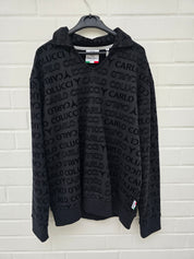 (Stange2) Carlo Colucci Sweatshirt Pullover mit Kragen schwarz samt geflockt M-L