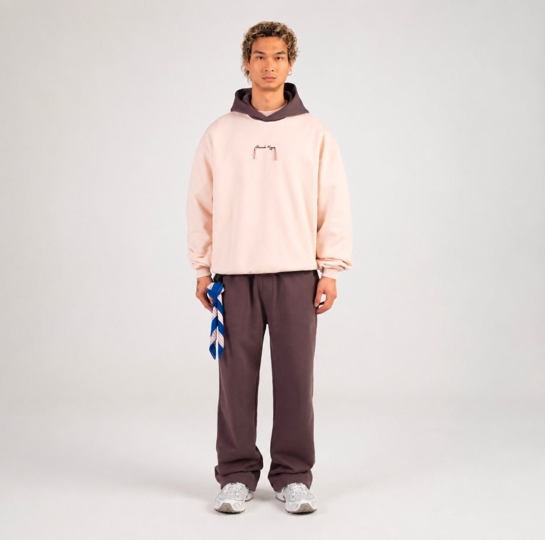 Alessandro Magno Jogger Anzug Set Hoodie+Hose  Braun Nude CH. 7