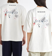 (38) Carlo Colucci T Shirt weiß farbspritzer unisex oversize
