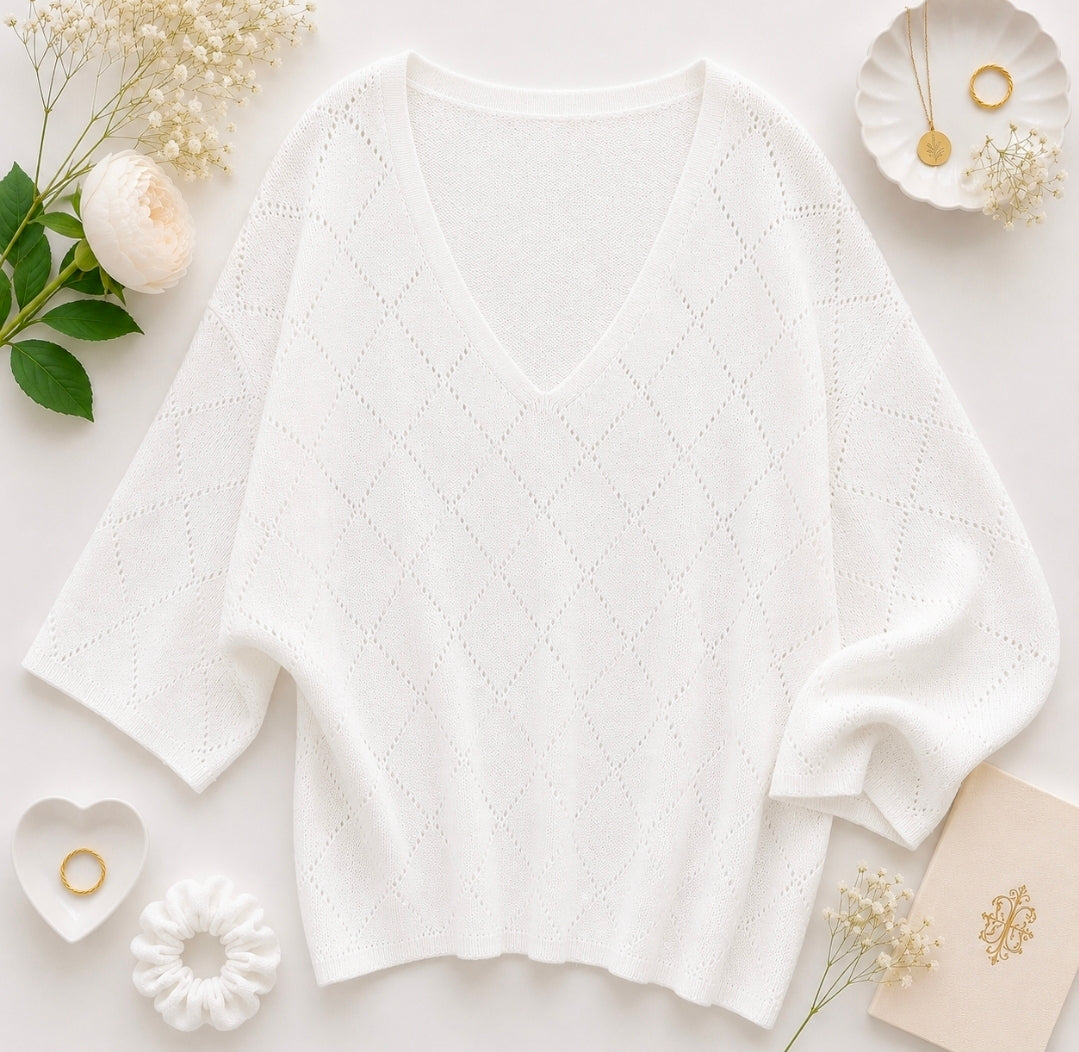 Feinstrick Sommer Pullover leicht locker hellblau,rosa,creme,weiß