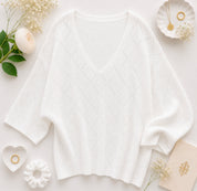 Feinstrick Sommer Pullover leicht locker hellblau,rosa,creme,weiß