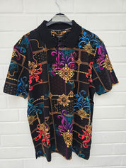 (Stange2) Carlo Colucci Poloshirt schwarz muster Gr L